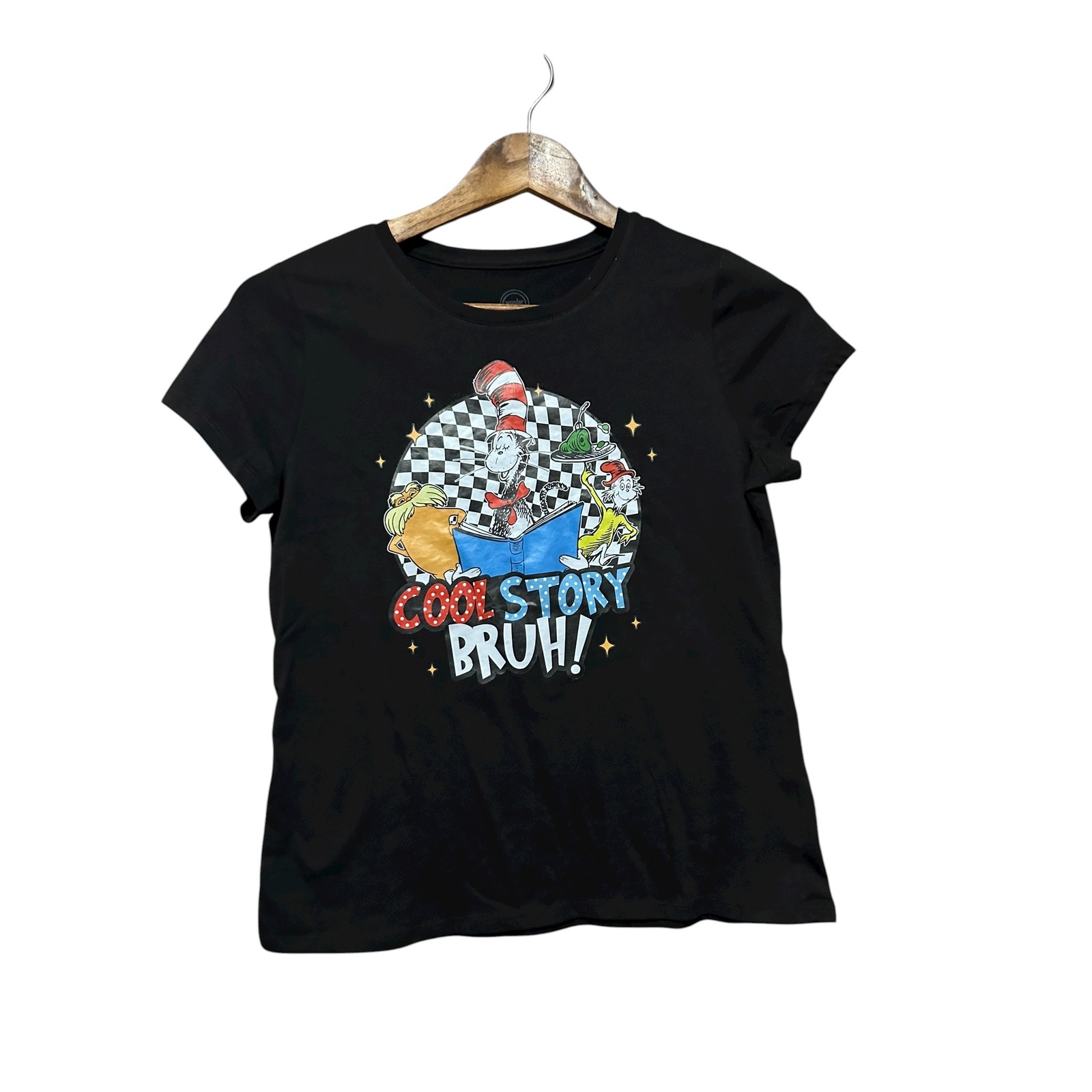 Kids Dr Seuss Cat In The Hat Cool Story Bruh Graphic T Shirt Black Size Xl